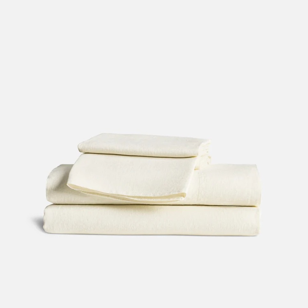 Brooklinen Linen Flat Sheet Set - Cream - Full NEW
